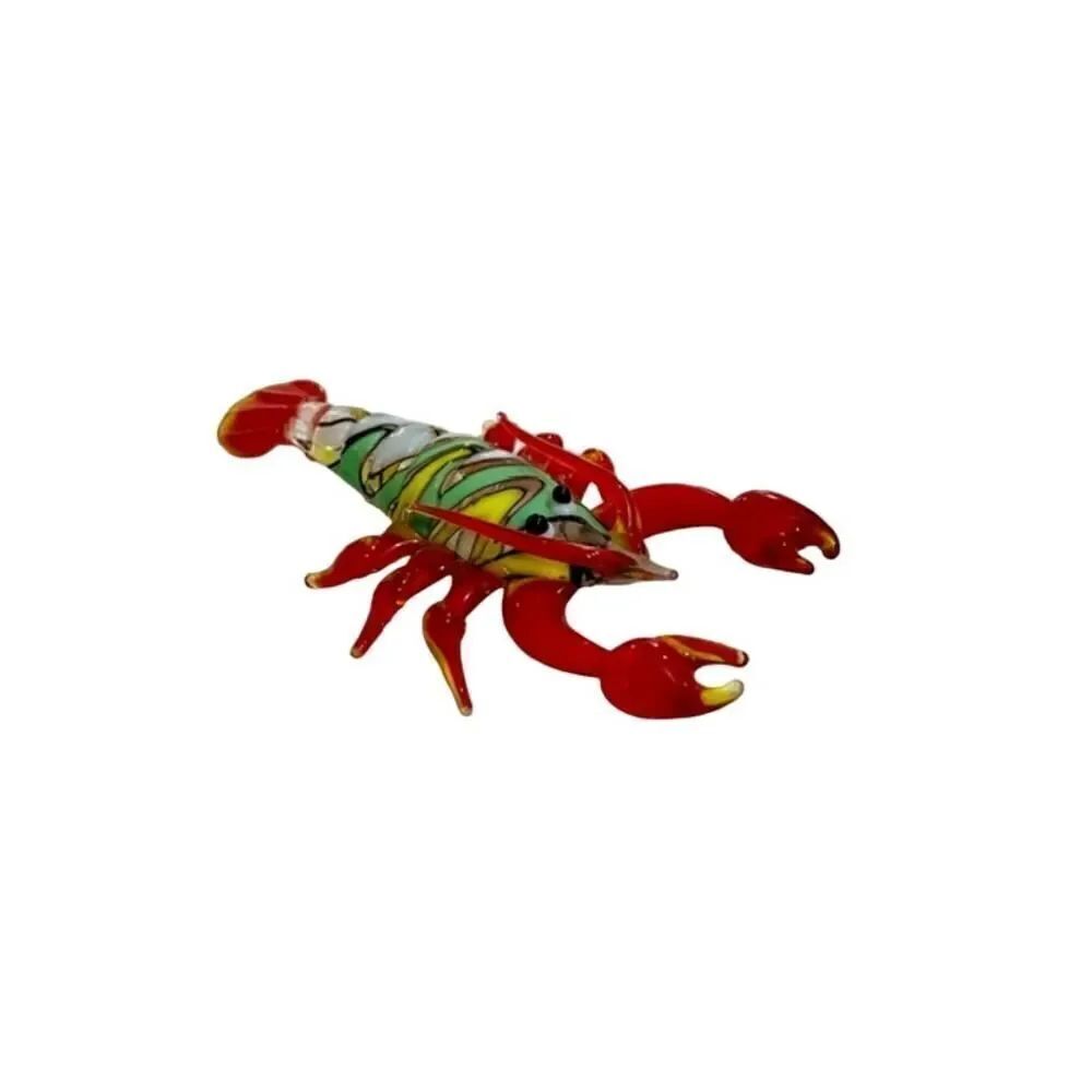 Stained Glass Blown Lobster Red Multicolor 3.75"